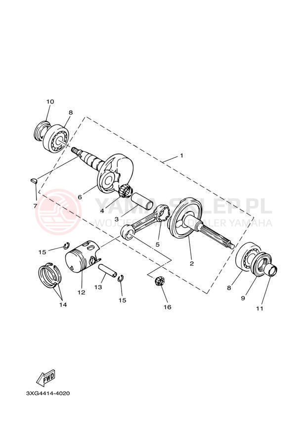 Schemat "Wał korbowy, tłok" do Yamaha ZUMA YW50T