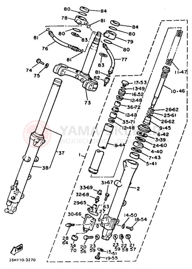 Schemat "Amortyzatory przód" do Yamaha XVZ12TK