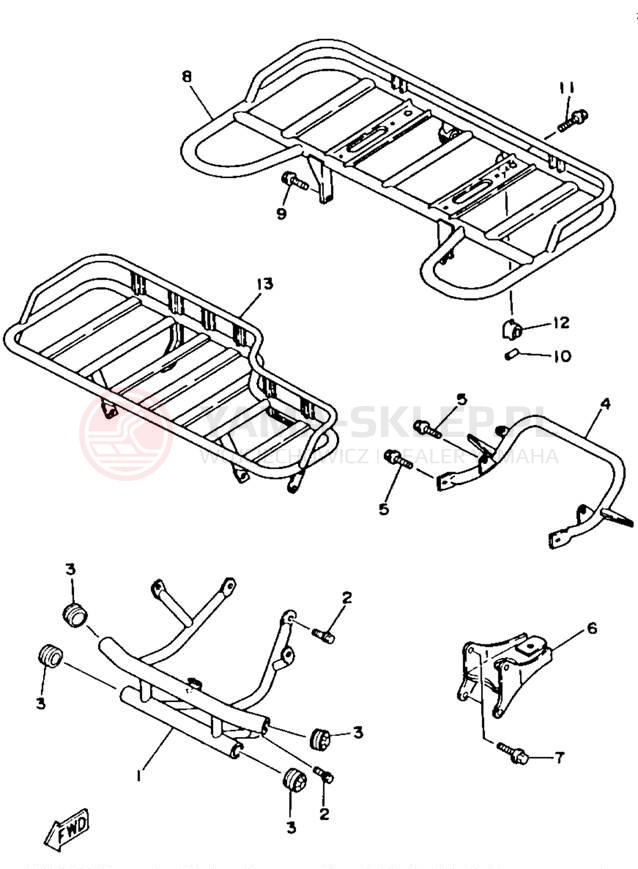 Schemat "osłona / stelaż" do Yamaha BIG BEAR 4WD YFM350FWB