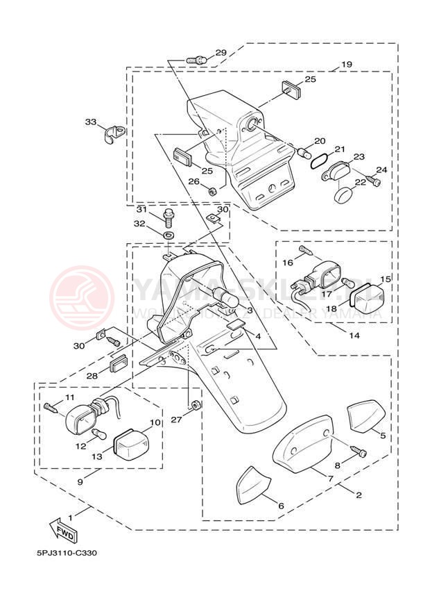 Schemat "lampa tył" do Yamaha ZUMA YW50T