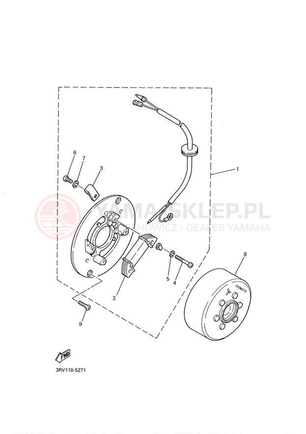 Schemat "prądnica" do Yamaha Y-ZINGER PW80M1