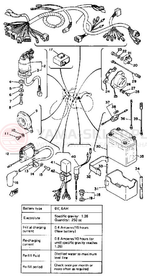 Schemat "układ elektryczny" do Yamaha DT175E