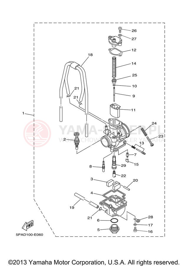 Schemat "Gaźnik" do Yamaha YZ85 YZ85V