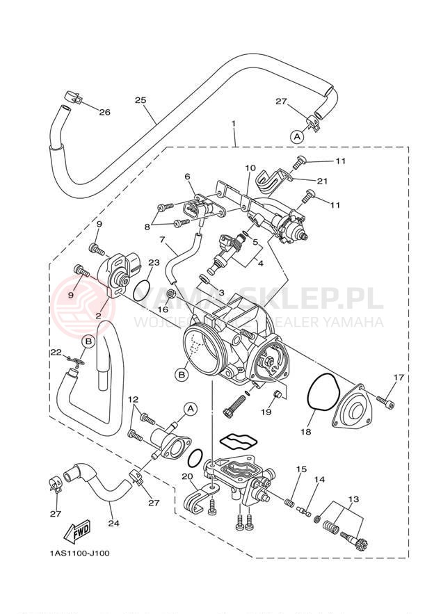 Schemat "Układ wtryskowy" do Yamaha RAPTOR 700 YFM700REL/YFM700REO