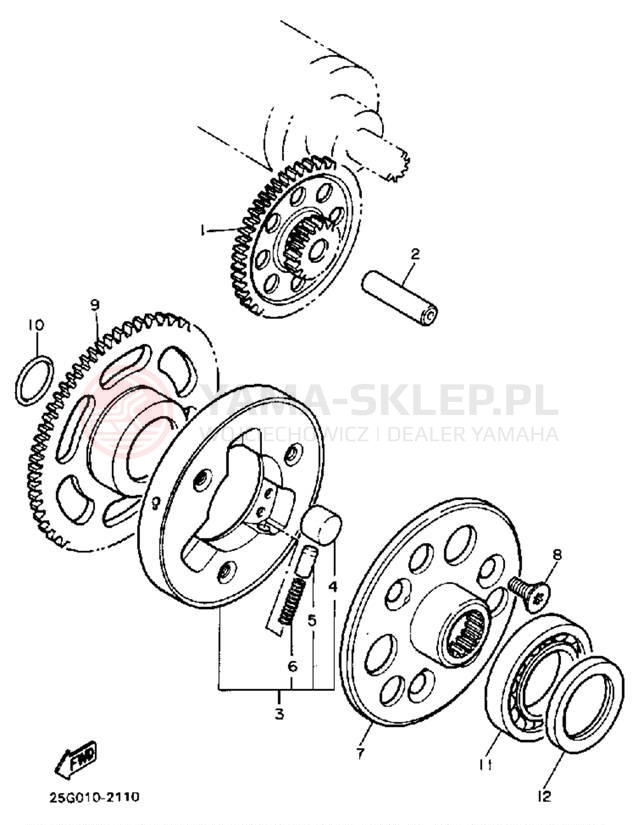 Schemat "Sprzęgło rozrusznika" do Yamaha RIVA 180 XC180K/XC180KC