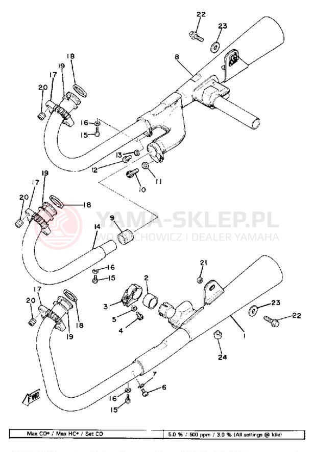 Schemat "Wydech końcowy" do Yamaha XS850SH
