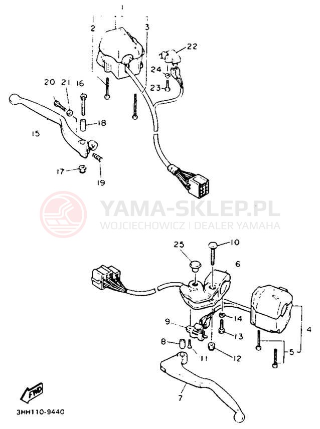 Schemat "Kierownica i osprzęt" do Yamaha FZR600REC