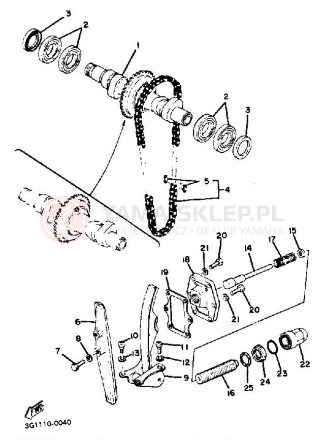 Schemat "Rozrząd - łańcuszek" do Yamaha XS650SJ