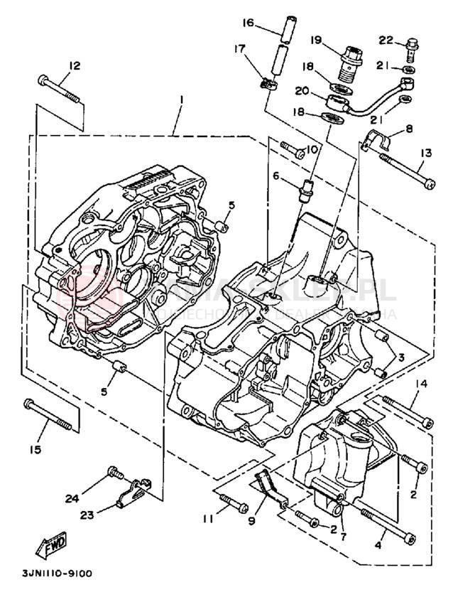 Schemat "Obudowa silnika" do Yamaha PRO-4 PRO HAULER YFU1W