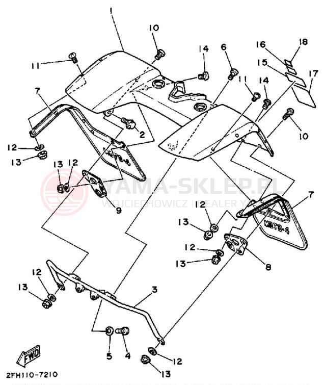 Schemat "Przedni błotnik" do Yamaha MOTO-4 YFM200DXU