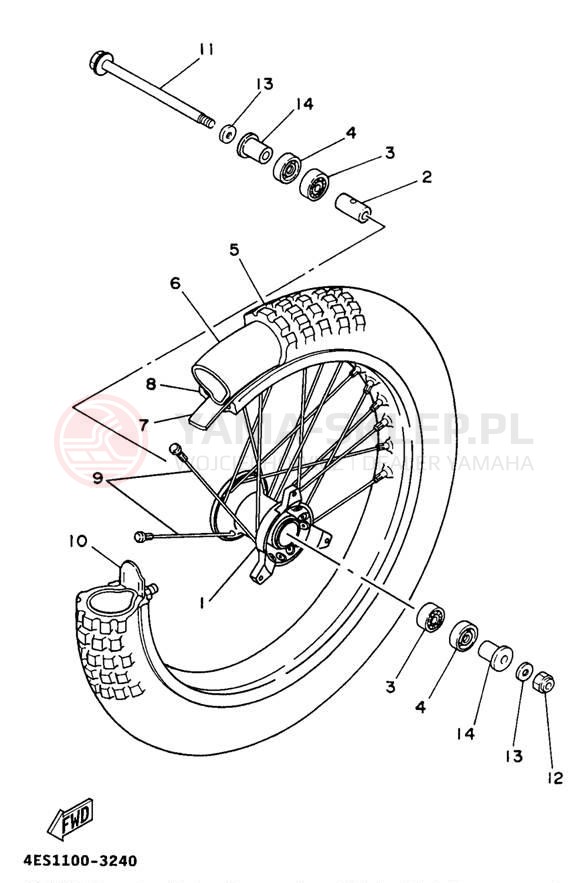 Schemat "Koło przód" do Yamaha YZ80 YZ80K1