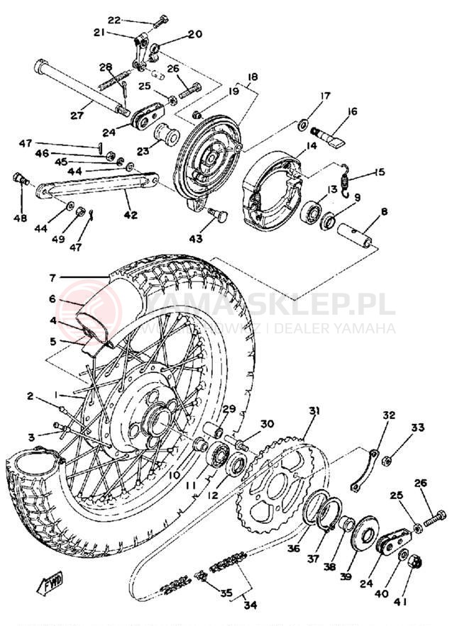 Schemat "Koło tył" do Yamaha XS360_2D
