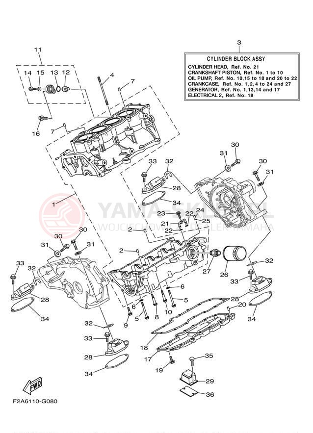 Schemat "Obudowa silnika" do Yamaha 232 LIMITED S SXT1100GH