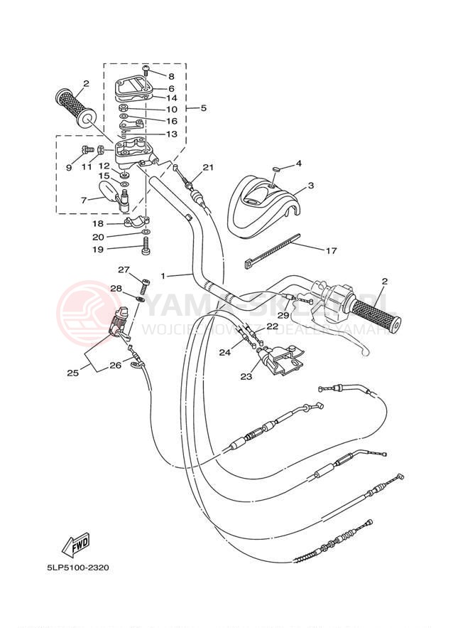 Schemat "Kierownica i osprzęt" do Yamaha 660R RAPTOR YFM660RP