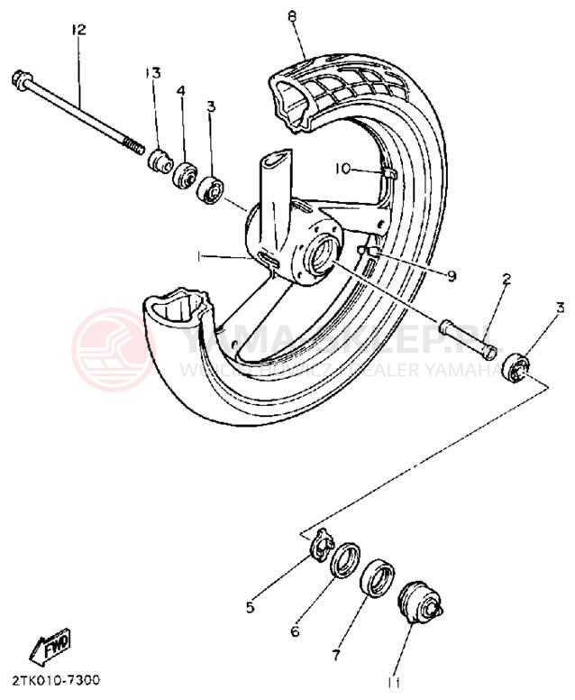 Schemat "Koło przód" do Yamaha FZR400A