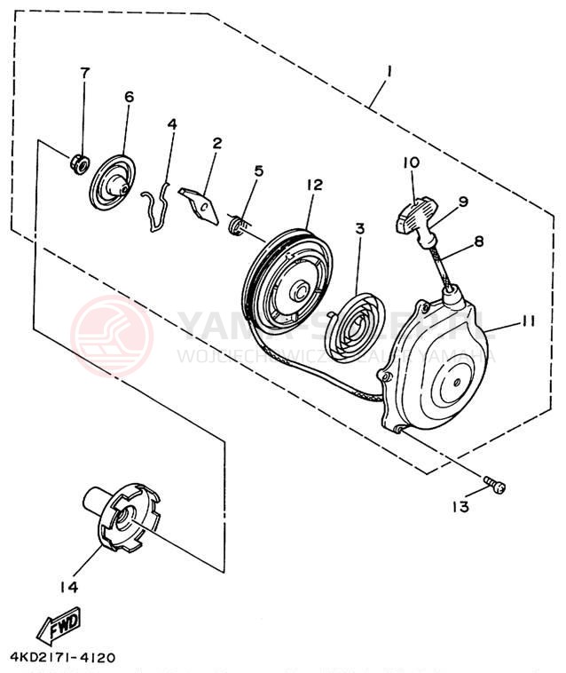 Schemat "rozrusznik" do Yamaha TIMBERWOLF 2WD YFB250FWL