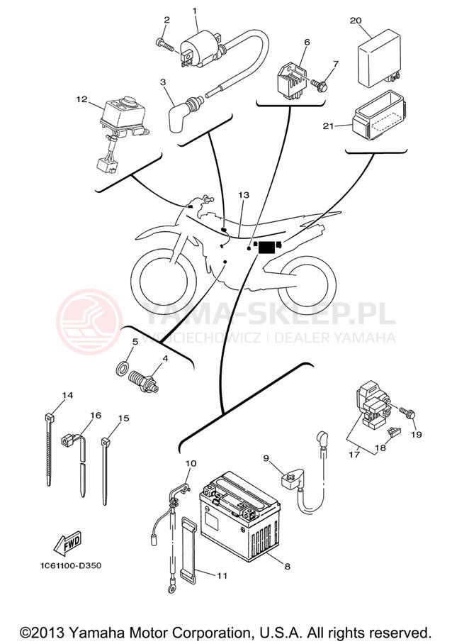 Schemat "układ elektryczny" do Yamaha TT-R230 TTR230V