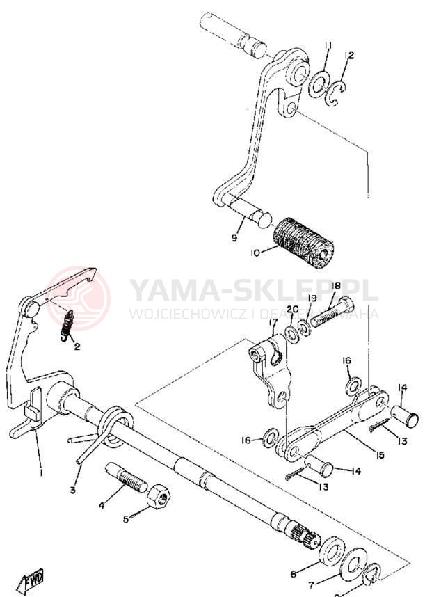 Schemat "Dźwignia zmiany biegów, wałek" do Yamaha CS5