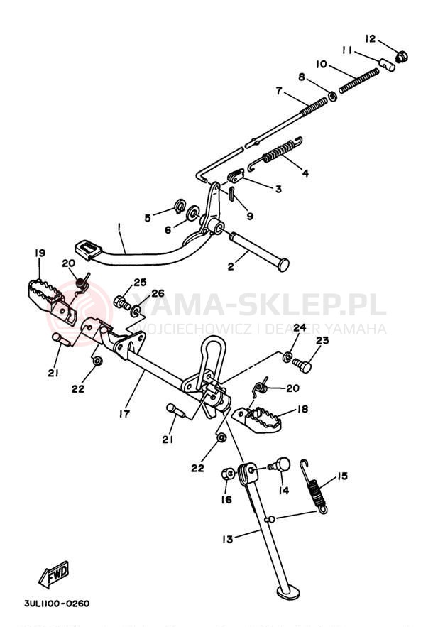 Schemat "Stopka postojowa i podnóżki" do Yamaha RT100J