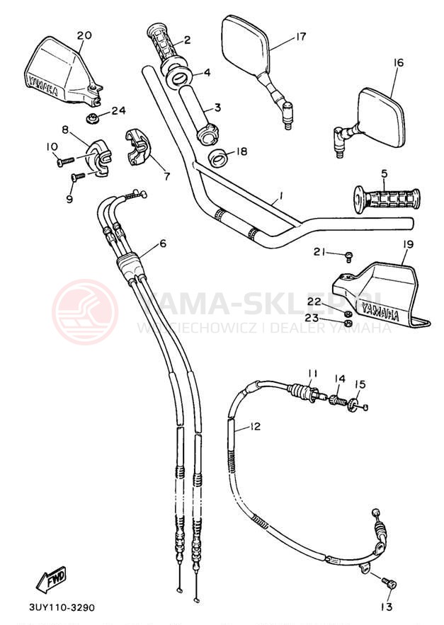 Schemat "Kierownica i osprzęt" do Yamaha XT600EEC/XT600EE
