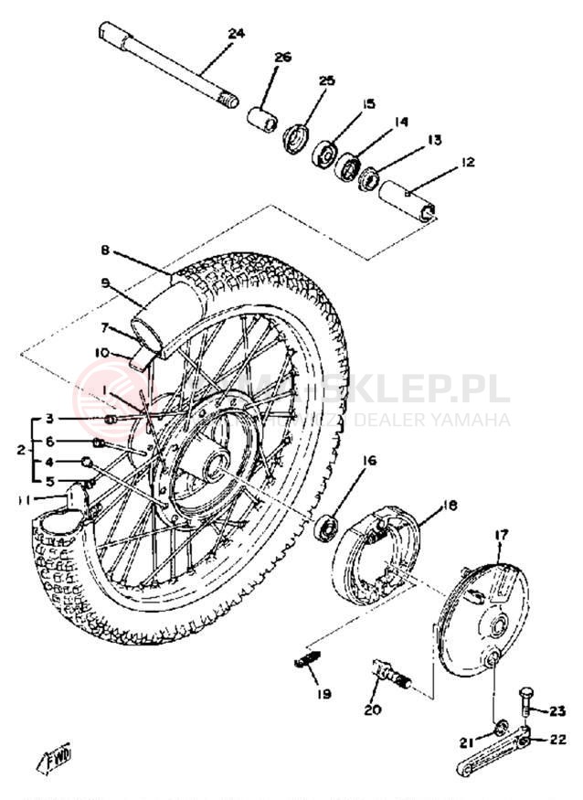 Schemat "Koło przód" do Yamaha YZ250F