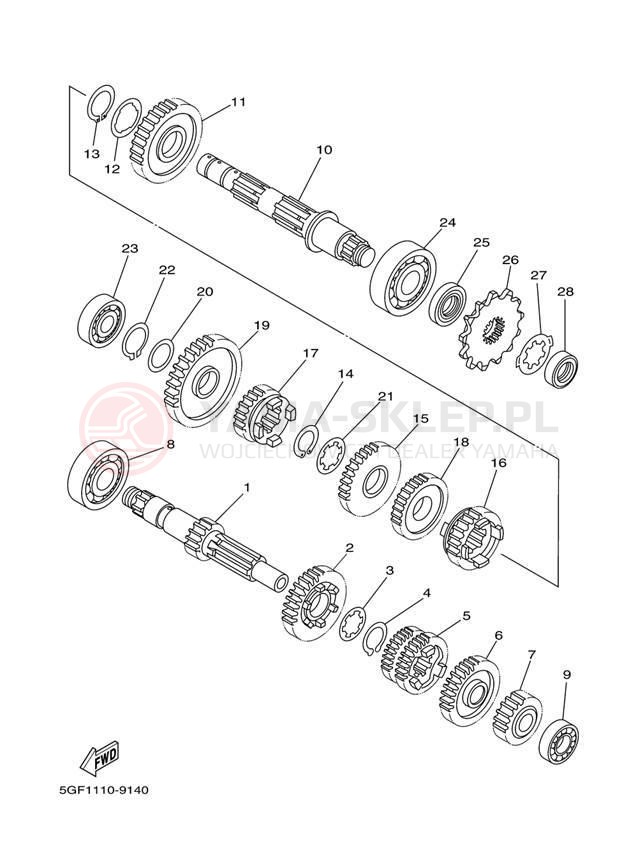 Schemat "Skrzynia biegów " do Yamaha TT-R250 TTR250SC/TTR250S