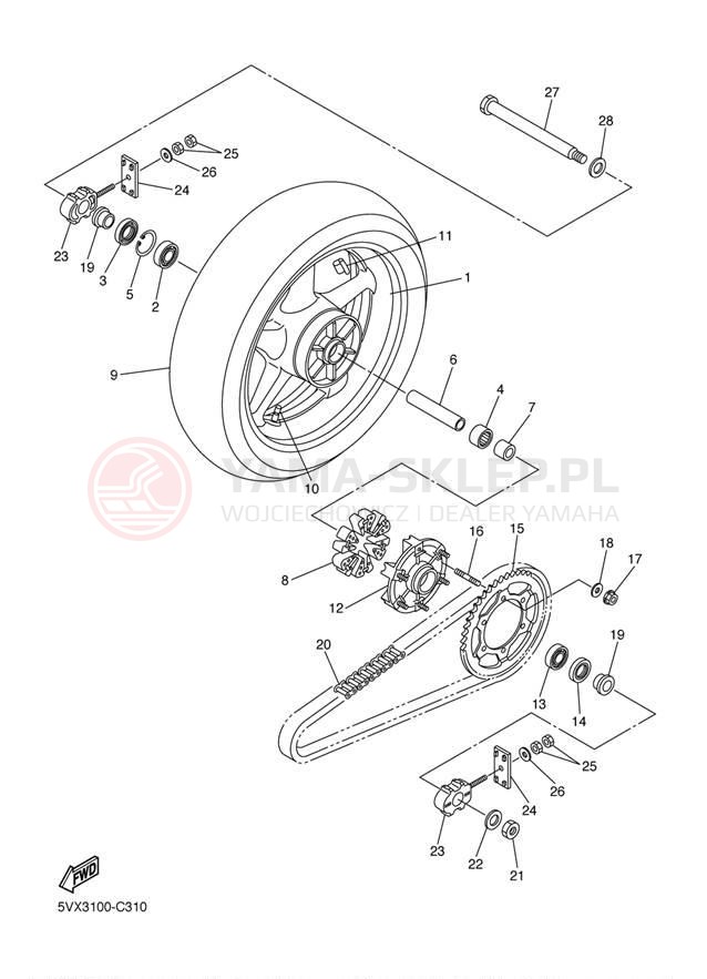 Schemat "Koło tył" do Yamaha FZ6 FZS6TC/FZS6T