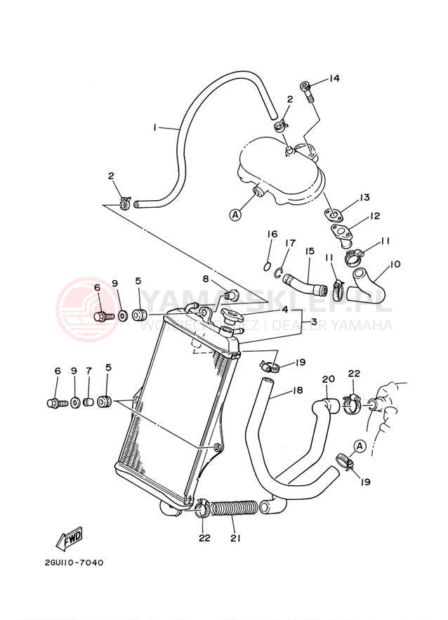 Schemat "Układ chlodzenia" do Yamaha BANSHEE YFZ350M