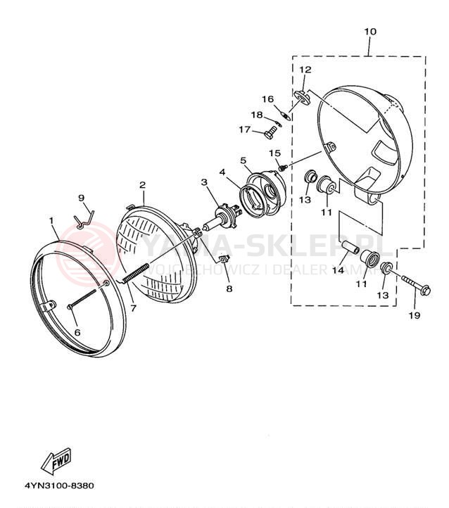 Schemat "Lampa przód" do Yamaha VIRAGO 535 XV535K/XV535KC
