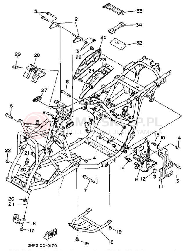 Schemat "rama" do Yamaha MOTO-4 YFM350ERD
