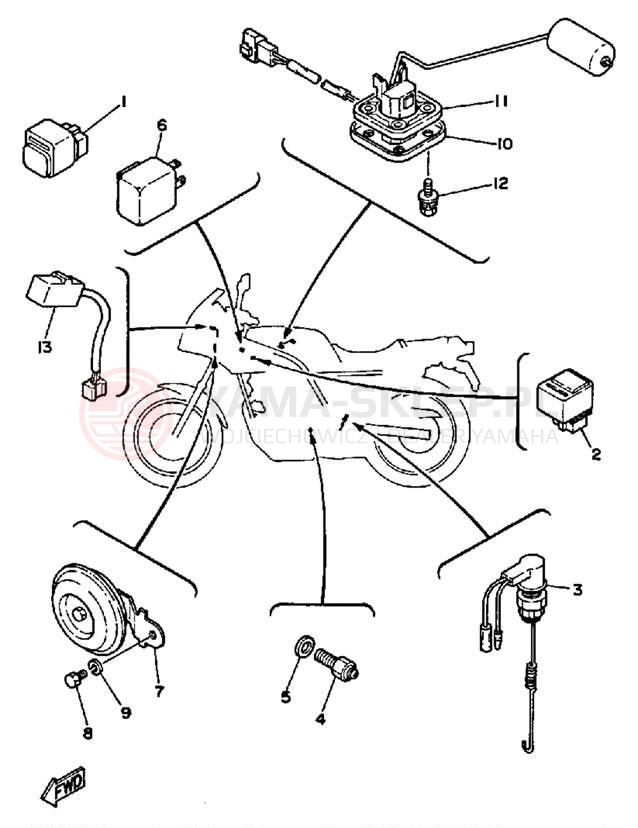 Schemat "układ elektryczny" do Yamaha SRX250TC/SRX250T