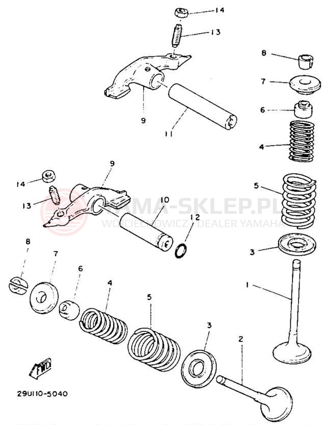 Schemat "zawory" do Yamaha TIMBERWOLF 2WD YFB250E