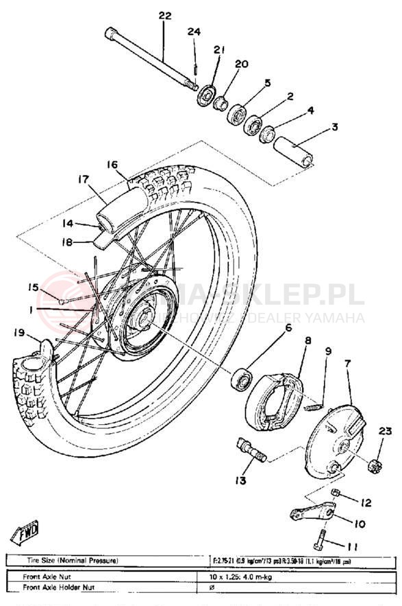 Schemat "Koło przód" do Yamaha MX175H