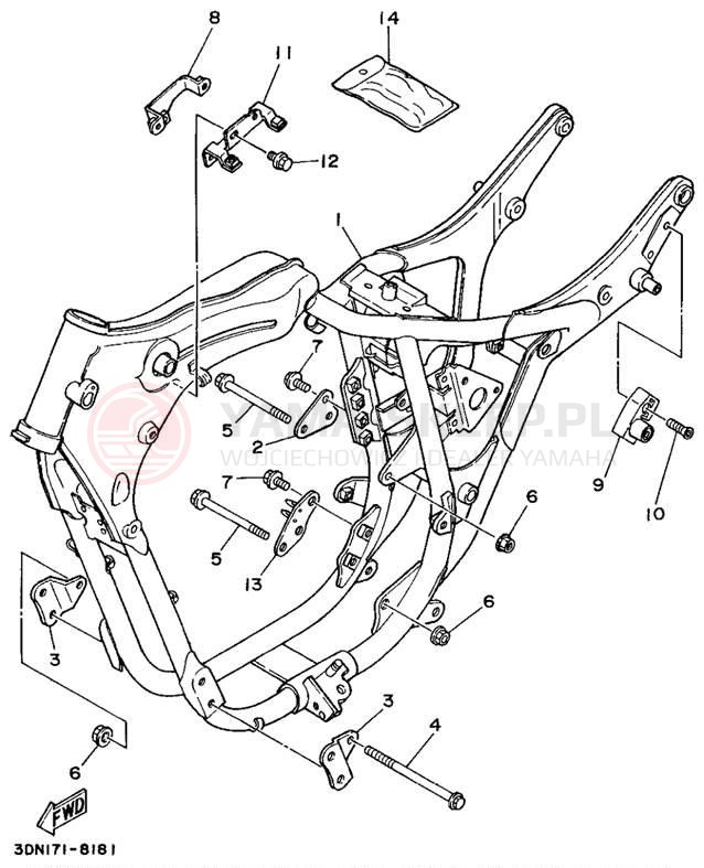 Schemat "rama" do Yamaha VIRAGO 250 XV250G/XV250GC