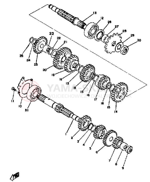 Schemat "Skrzynia biegów " do Yamaha AT3_CT3 AT2/CT2