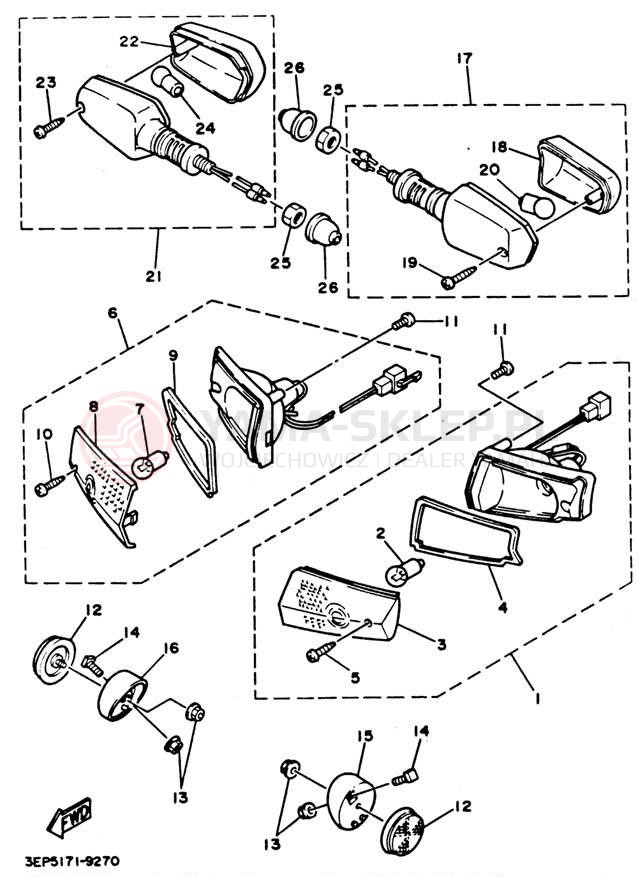 Schemat "kierunkowskazy" do Yamaha RAZZ SH50G