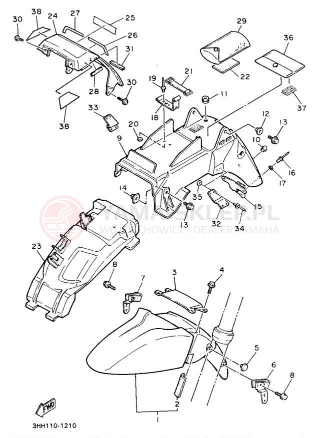 Schemat "błotnik" do Yamaha FZR600RBC