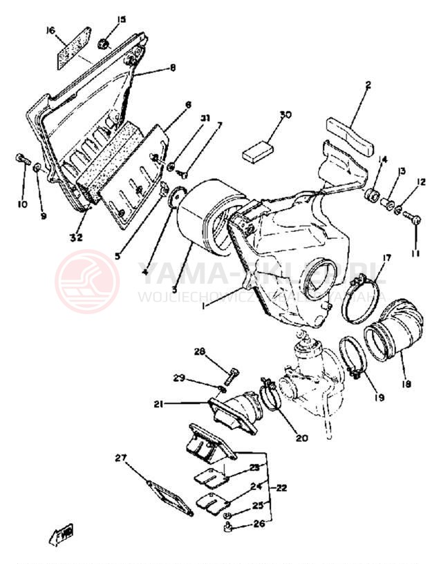 Schemat "Filtr powietrza" do Yamaha YZ125G