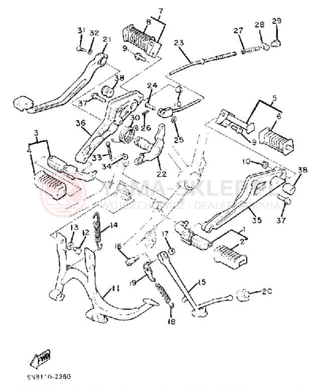 Schemat "Stopka postojowa i podnóżki" do Yamaha XJ650J