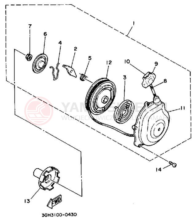 Schemat "starter" do Yamaha MOTO-4 YFM250A
