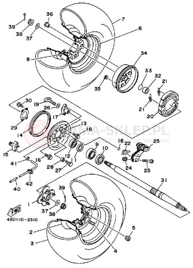 Schemat "Koło tył" do Yamaha TIMBERWOLF 2WD YFB250D_MN