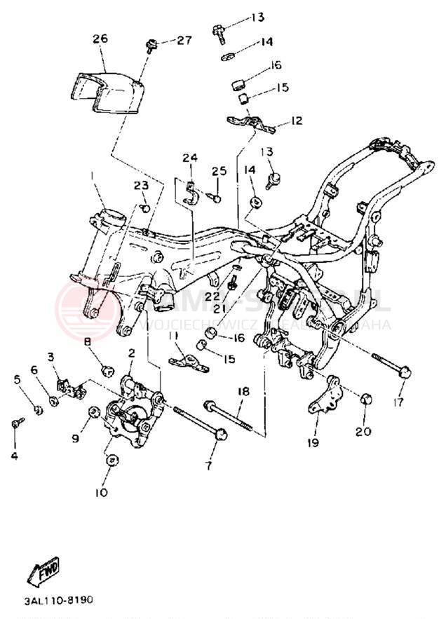 Schemat "rama" do Yamaha VIRAGO 750 XV750AC/XV750A