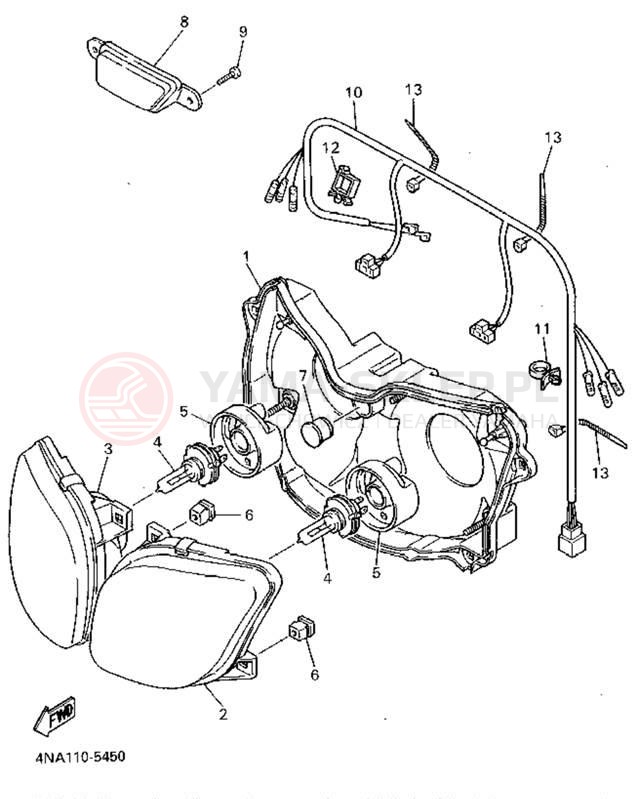 Schemat "Lampa przód" do Yamaha YZF600RGC