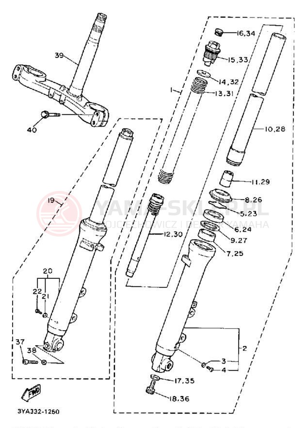Schemat "Amortyzatory przód" do Yamaha FJ1200B/FJ1200BC