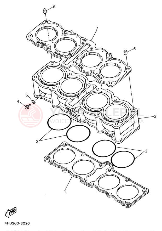 Schemat "cylinder" do Yamaha YZF750 YZF750RJC/YZF750RJ