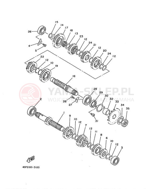Schemat "Skrzynia biegów " do Yamaha TZ250L