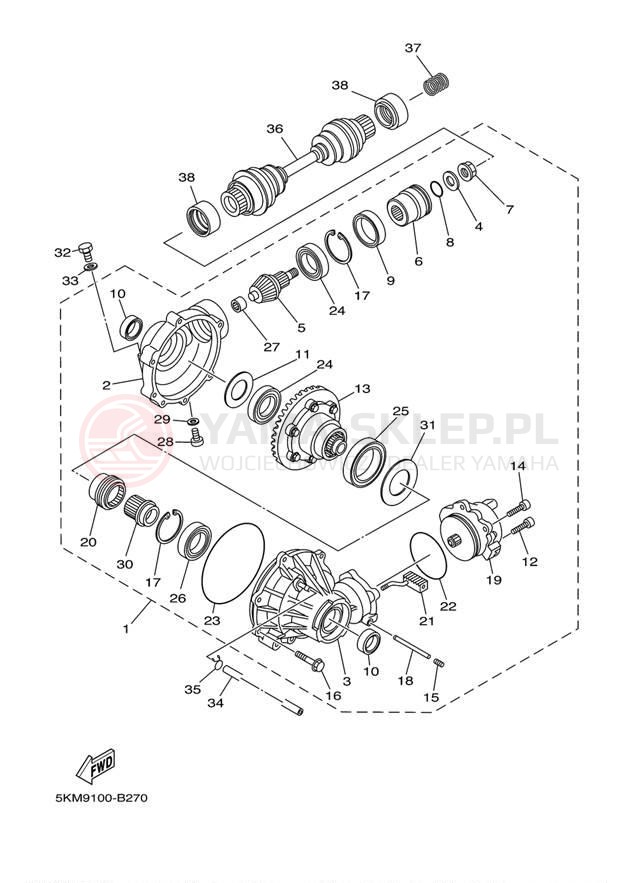 Schemat "Wał napędowy przód" do Yamaha GRIZZLY 660 YFM660FS