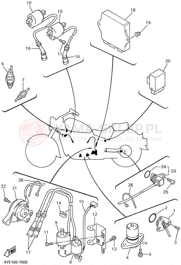 Schemat "układ elektryczny" do Yamaha XVZ13LTN/XVZ13LTNC