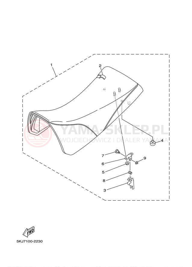 Schemat "siedzenie" do Yamaha BLASTER YFS200S