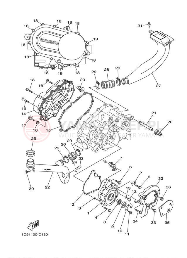 Schemat "Pokrywa silnika" do Yamaha GRIZZLY 450 HUNTER YFM45FGHW